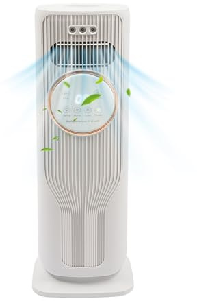 Mobiler Klimaanlagen-Ventilator 3-in-1, 2000W Heizlüfter mit Kühlfunktion für Räume bis 25m², mit Fernbedienung und Befeuchtung, 3 Stufen Timer 12h Leise für Schlafzimmer Büro Haushalt (Weiß)