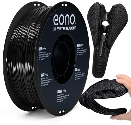 EONO TPU Filament 1,75mm 85A Schwarz – Extra Weiches & Flexibles 3D Drucker Filament, Gummiartig & Elastisch, Shore 85A, ±0,03mm, 1kg, FDM Kompatibel