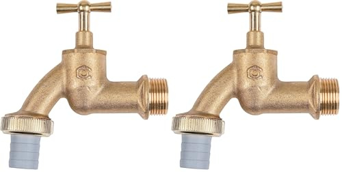 Cornat Auslaufhahn - 3/4 Zoll AG - Inklusive Schlauchanschluss - Hochwertiges Messing - Ideal als Außenzapfstelle/Zapfhahn für Regentonnen/Knebel-Wasserhahn/Absperrhahn / TEC300508 Messingfarben
