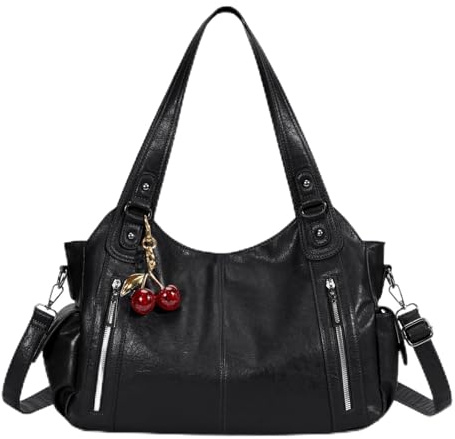 Generisch Generish Handtasche Damen,Weiches Leder Tote Hobo Bag Groß Shopper Tasche Uni Tasche Vintage Bag Braun Slouchy UmhäNgetasche Arbeitstasche für Schule Reisen