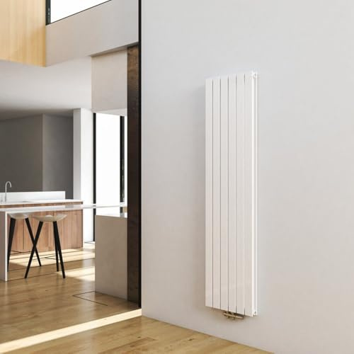 Biubiubath Design Heizkörper Flach, 1800x450 mm Vertikal Flachheizkörper mit Mittelanschluss, Doppellagig Paneelheizkörper Wandheizkörper für Bad, Schlafzimmer & Wohnzimmer, Weiß 1730W