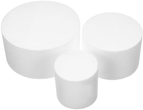 LALADEFIEE Simulation Cake Foam 3 Pcs Round Dummy Cakes for Bakery Stores and Birthday Parties Smooth Surface