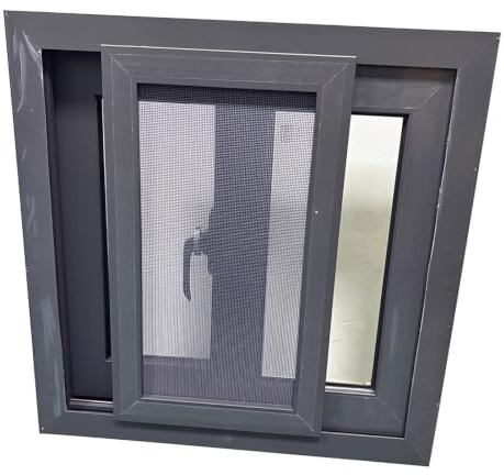 Sustitución de una ventana corredera pequeña con marco de aluminio, cristal templado y mosquitera, perfil de 80 mm, para sótanos, cobertizos y gallineros(75x50cm/29.5x20in)