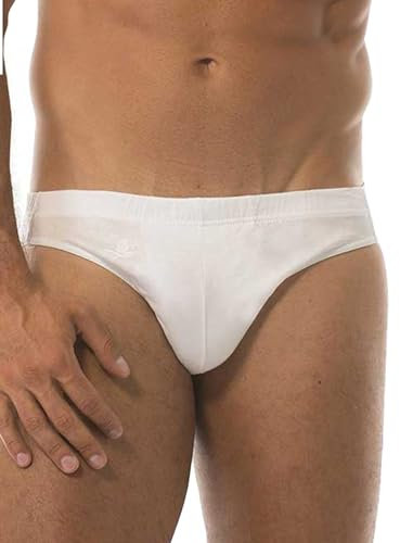 GARDA - 6 Slip Uomo Minislip in Cotone Mercerizzato, Elastico Interno, con Ricamo Art. 0925 (Bianco, 6/XL)