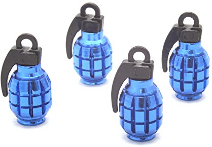4X Ventilkappen Handgranate Granate Farbe: Blau Blue Ventilkappe Vhb