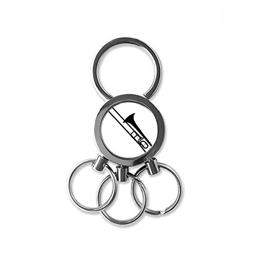 DIYthinker Posaune Klassische Musik-Instrument-Muster Edelstahl-Metall Schlüsselanhänger Ring-Auto Keychain Keyring Clip Geschenk