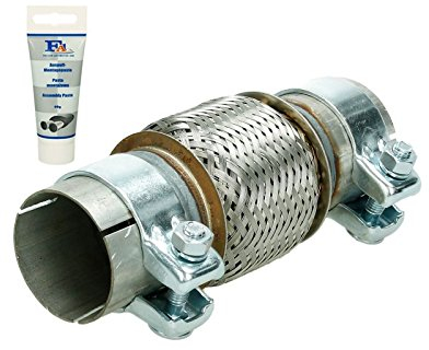 ECD Germany Tuyau Flexible - 60x100 mm - pour D' échappement Auto Verrouillage - Acier Inoxydable - avec Deux Pinces - Assemblage sans Soudure - Système du Tube Ondulé avec Pâte de Montage 60g