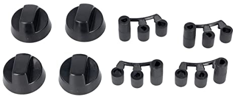Europart Knebelset Drehknopf 38mmØ schwarz mit Adaptern Universal für Kochfeld alle Marken 16-teilig