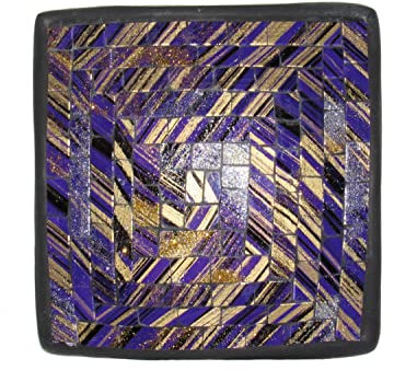 Deko - Schale Glasmosaik eckig 15 cm, lila-gold/glitter