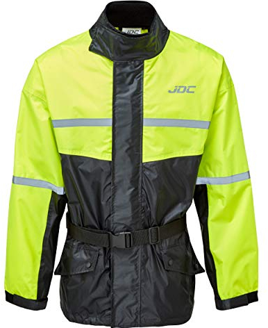 JDC Wasserdichte Motorrad-Regenüberzugsjacke Hohe Sichtbarkeit - SHIELD - Gelb/Schwarz - L