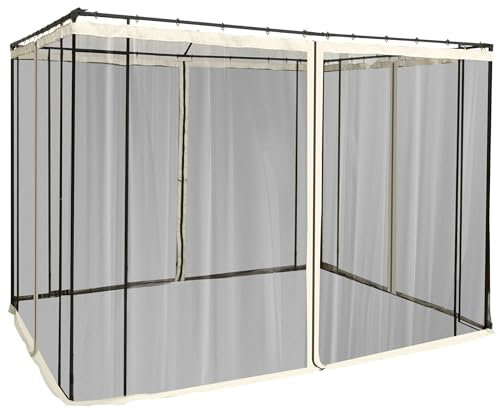 Outsunny 4 Paneles Laterales 3x2 cm para Carpa de Jardín Tela Mosquitera para Cenador Gazebo con Cremalleras y Anillas Negro