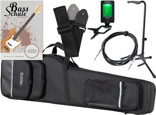 Rocktile 6-teiliges Zubehörset für E-Bass, Leichtkoffer, 5 cm, 27 cm | Lightcase für E-Bass, Sehr niedriges Eigengewicht bei extremer Stabilität, Reiß- und wasserfestes Außengewebe, 5 cm, 27 cm