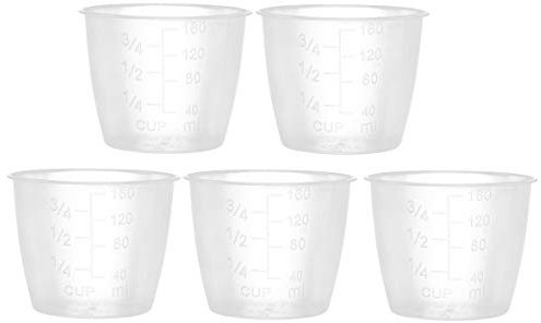 JCBIZ 5pcs Plastic Transparent Rice Measuring Cup 160ml Rice Cooker Measuring Cup for Dry and Liquid Ingredients