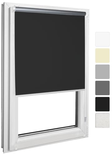 Home Vision Verdunkelungsrollo Klemmfix ohne Bohren Schwarz B60 x H150cm | Fensterrollo Seitenzug lichtundurchlaessig Thermorollo Sichtschutz Sonnenschutz für Schlafzimmer Wohnzimmer und Büro