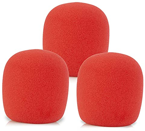 LEFXMOPHY SM58 Lot de 3 filtres anti-pop en mousse de rechange pour microphone vocal Shure SM58 SM48 avec suppression du bruit Rouge