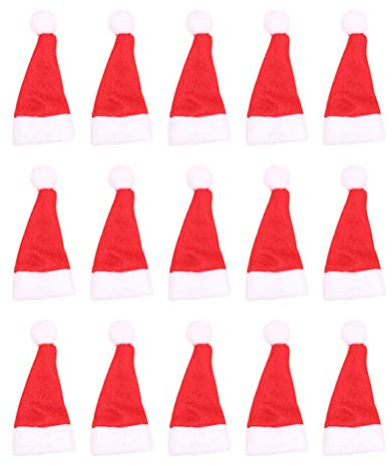 Mini Weihnachtsmütze Weihnachten Weinflasche Abdeckung: 50 Stücke Nikolausmütze Topper Cover Filz Weihnachtsmann Mütze Besteckhalter Puppe Flaschen Kleidung Verpackung Weihnachtsdeko Tischdeko