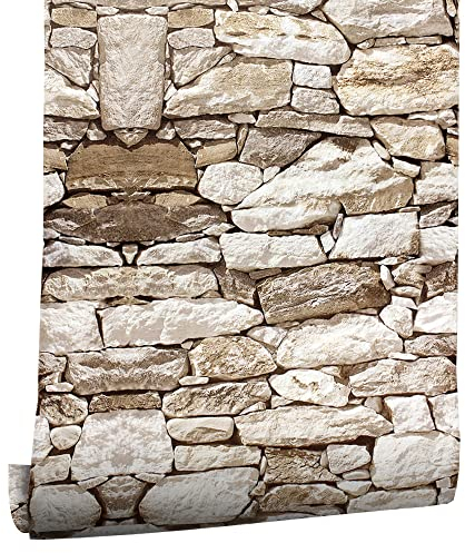 myforHD Selbstklebend Tapete Wandpapier Ziegel Selbstklebende Wandaufkleber Vintage Backstein Stein tapeten Dekorative Aufkleber für Möbel Wandtür Wasserdicht (Tapete Braun, 45X600cm)