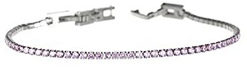 Bracciale Tennis in Acciaio Inox con Zirconi taglio Brillante, Spessore 2 mm Lunghezza regolabile, disponibile in più colori - Uomo e Donna Unisex (Rosa)
