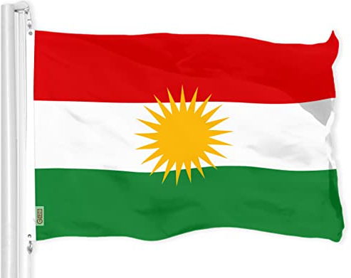 G128 Flagge der Kurdistan-Region,90x150 cm,LiteWeave Pro Serie bedruckt 150D Polyester,Länderflagge, für drinnen und draußen, Messingösen, dicker und langlebiger als 100D 75D Polyester