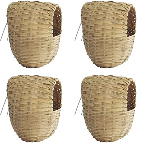 Moondown Farm Finch Nest Box Wicker with Hooks 4 Pack 11 x 11 x 15