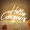 Hello Gorgeous Neon Schild LED Neonschild Hello Beautiful für Weihnachts Party Hochzeit Geburtstag Bar Club Dekoration Neon Lichter Signs, USB-betriebener dimmbarer Schalter[Energieklasse G]