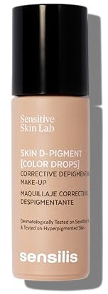 Sensilis - Skin D-Pigment Color Drops, Make-up-Concealer, hellt und korrigiert Flecken, mit Bio-Salbei-Extrakt und stabilisiertem Vitamin C, Sandtone, 30 ml