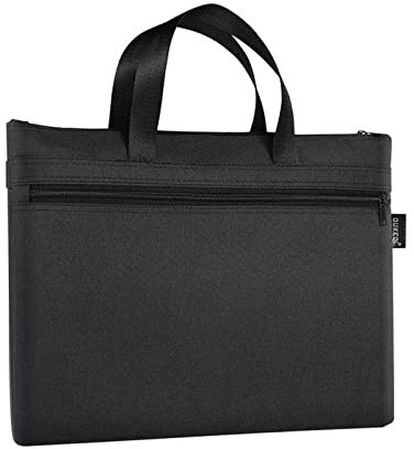 Sacoche Porte Document Homme, A4 Léger sac Zippé avec 2 Poches Imperméable à l'eau Oxford Documents sac de Rangement Bureau de Conférence sac Document Scolaire pour Organiseur de Documents Fixe (Noir)