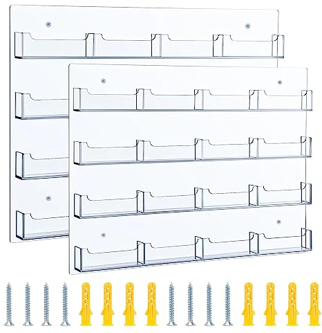Keweni Porte-cartes de visite en acrylique transparent - Support mural pour plusieurs cartes de visite - Présentoir pré-percé pour cartes d'index (1)