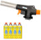 Z.M.C Gasbrenner + 4x Gaskartuschen 227g, Schweißbrenner Flambierbrenner bis zu 1300°C, Bunsenbrenner Lötlampe 1,3kW, Lötbrenner, Küchenbrenner Abflammgerät mit einstellbarer Flamme
