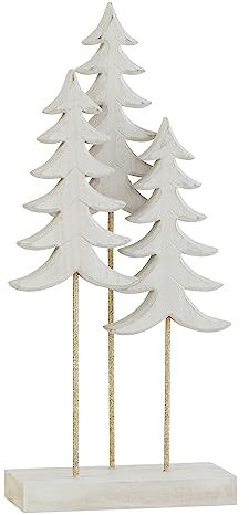 J-Line Sapins sur Pied 3 Pieces Bois Blanc/Or Large