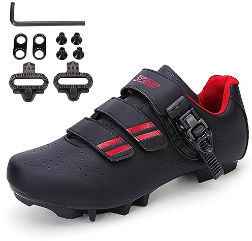 PENXZT Fahrradschuhe MTB Schuhe Atmungsaktive Radsportschuhe kompatibel mit SPD & Look Delta Mountain Bicycle Schuhe,B,43 EU