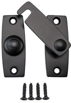 QCAA 2.5 x 2.65, Large, Heavy Forged Solid Brass Door Latch, 180 Degrees Flat Surface Mounting Door Latch Buckle for Doors & Windows, Matte Black, 1 Pack, Made in Taiwan