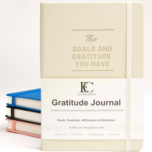 Tägliches 5-Minuten-Produktivitäts-Tagebuch für Männer und Frauen, Positivität, Dankbarkeit, Achtsamkeit, Bestätigung, Manifestation - Gewohnheitstracker - Veganes Leder