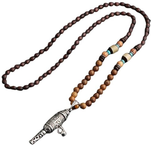 HIQIU Vintage Handgemachte Nepal Mala Perle Lange Anhänger Halskette Ethnische Horn Fisch Schmuck Böhmisches Unisex Bekleidung Zubehör (#6)