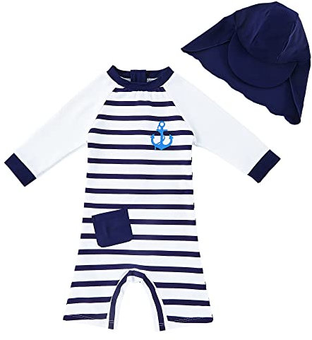 upandfast Costume da Surf da Spiaggia per Bambini con Protezione Solare(Strisce,9-12 Mesi)