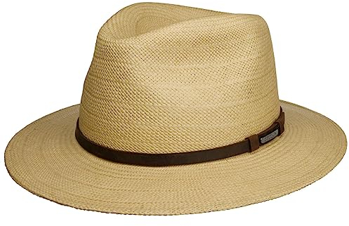 Stetson Classic Traveller Panamahut - Naturfarbener Hut - Eleganter Sommerhut mit UV-Schutz - Handgefertigt in Ecuador - Unisex - Frühjahr/Sommer Natur L (58-59 cm)