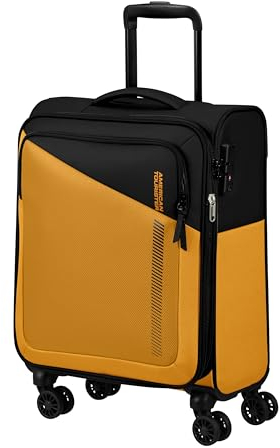 American Tourister Daring Dash - Spinner S, Erweiterbar Handgepäck, 55 cm, 39/46 L, Schwarz/Gelb (Black/Yellow)