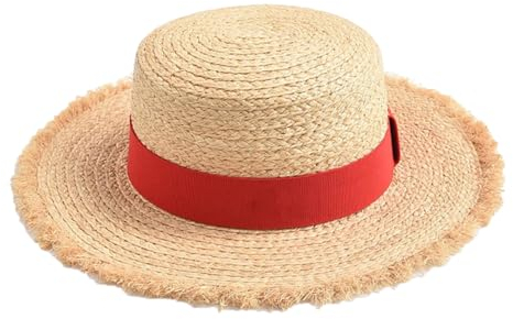 Sombrero de paja natural para primavera y verano, sombreros de sol suaves para mujer, con lazo de cinta, para viajes, vacaciones, playa, sombrero flexible, Sombrero de cinta roja, 6 7/8 / 7 1/8