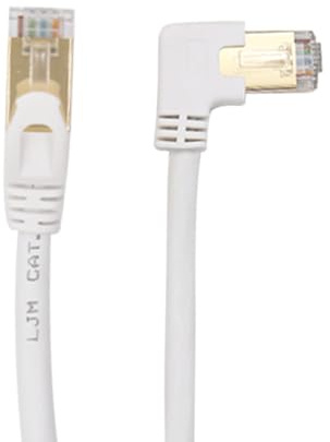 RHCXCYTJ Cat6 Ethernet Cable 90 Degree Downward Right Angle for PC, Router, Modem, Printer, TV Box - 24AWG FTP Network Cable White (16FT)