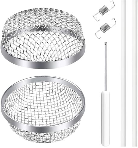 Donext 2 Pieces RV Furnace Vent Cover, Anti-Flying Insect Net with Installation Tools and Silicone Rubber, 2.8 x 1.3 Inch Stainless Steel Mesh, for RV Refrigerator Vents RV Water Heater, Silver