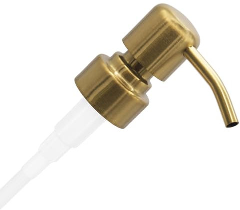 ALTGLAS Soap Dispenser Pump Head 'Zagreb' - Spare Replacement for Standard Neck Size - 26-28 mm Thread From Stainless Steel (Gold Brushed)