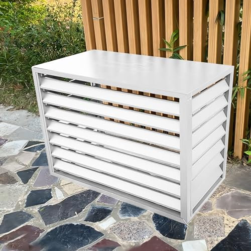 Cubiertas de aire acondicionado Mini Split para unidades exteriores - Cubierta de CA de aluminio resistente antirrobo para condensador exterior de sistema Mini Split (blanco 100x50x70cm/39x20x27.6in)