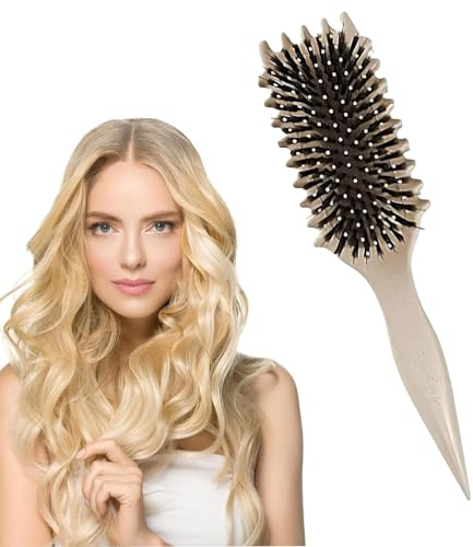 Lockenbürste, Locken mit Zinken definieren Stylingbürste, zum Kämmen und Formen von Männer- und Frauenlocken, um Ziehen und Lockenablösung zu reduzieren (Beige, 24cm)