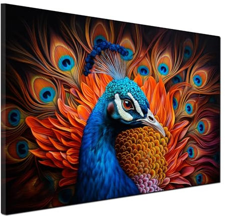 ARTEDinoi Pfau Wandbild Leinwandbild Kunstdruck XL Wanddeko Wohnzimmer Größe 60x40x2cm