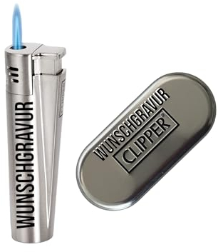 Clipper Jet Feuerzeug mit Gravur, Personalisierte Geschenke Geburtstagsgeschenk für Männer Frauen Partner Freund Jahrestag Geschenk für Ihn Sie Männergeschenke Gadgets Geburtstagsgeschenke (Silber)
