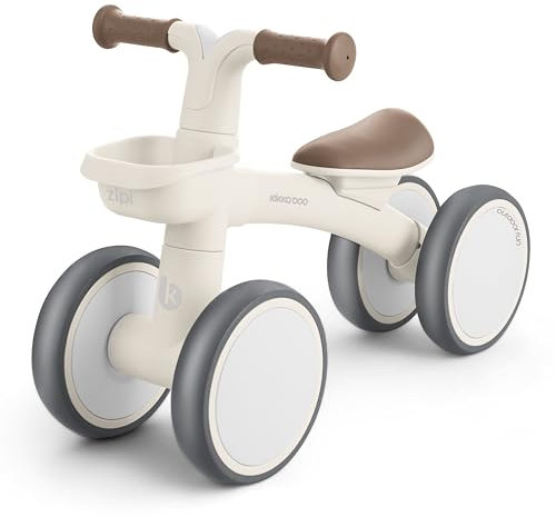KikkaBoo ZIPI Fahrrad ohne Pedale, Von 1 bis 3 Jahren Ride-on, Laufrad mit Korb, einstellbar, Kinderspielzeug, Baby-Geschenk, Beige