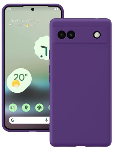 YATWIN Hülle für Google Pixel 6a, Silikon Handyhülle mit Futter, 1mm Kamera und Displayschutz, Dünn & Leicht, Anti Kratzer Case, Viola