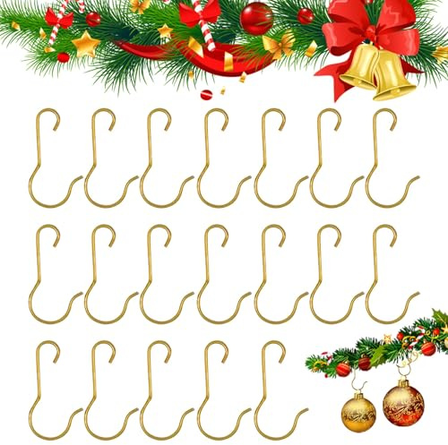 100 Piezas Ganchos Bolas de Navidad, Decoracion Arbol de Navideñas Reutilizable Ganchos para Colgar Bolas de Navidad Mini Adornos de Navidad Ganchos para Adornos de Fiesta (Dorado)