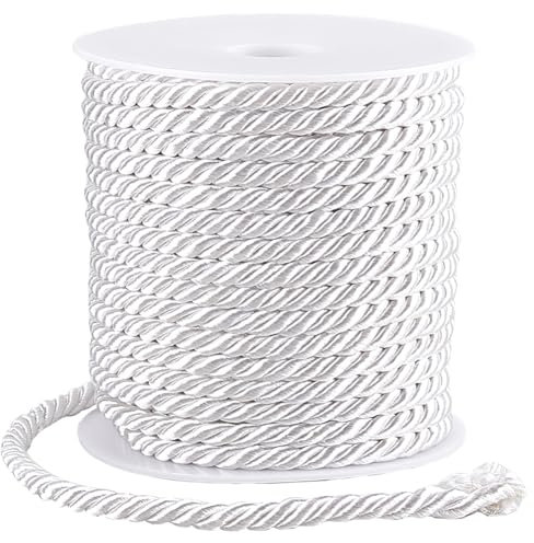 SOFPLATE 20 m/21.87 yard Corda Decorativa Corda Macramè Bianco 5mm Poliestere Tessitura Spago Crema Intrecciato Artigianato Filo Risultati per Creazione di Gioielli Bracciale Collana Maglia Macramè Fa