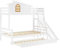Litera con ventanas características y escalera basculante de 4 niveles, 90 x 200 y 120 x 200 cm para niños y cama madre con tobogán, marco de cama de madera maciza (litera + 1 cama nido)